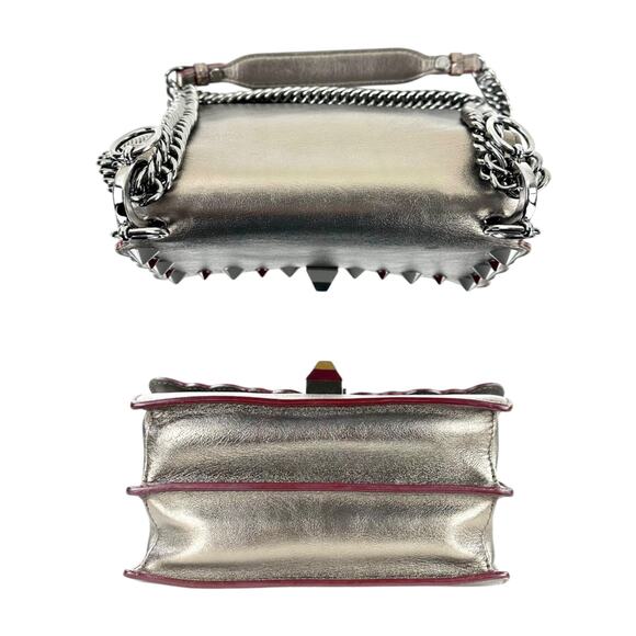 Fendi Mini Kan Studded Metallic Leather Chain Shoulder Bag - Picture 7 of 10